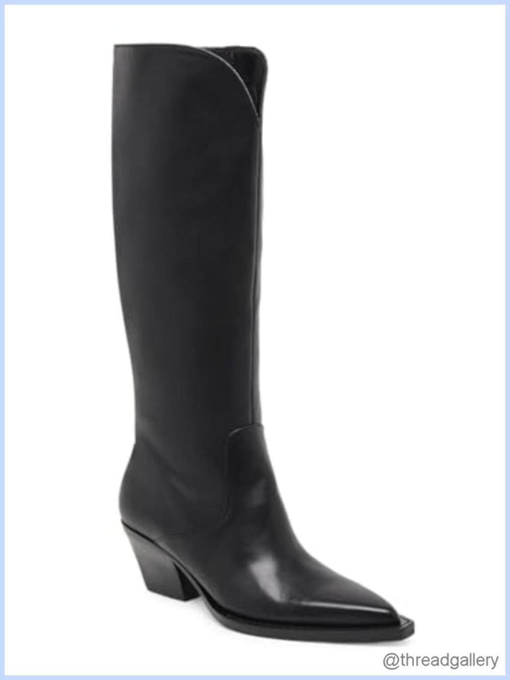 Wide Calf Cowboy Boots Suede Knee High Chunky Heel Pointed Toe Western
